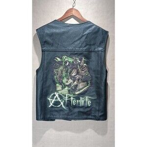 Vintage Hillside Leather Biker Punk Heavy Metal Vest Size Large